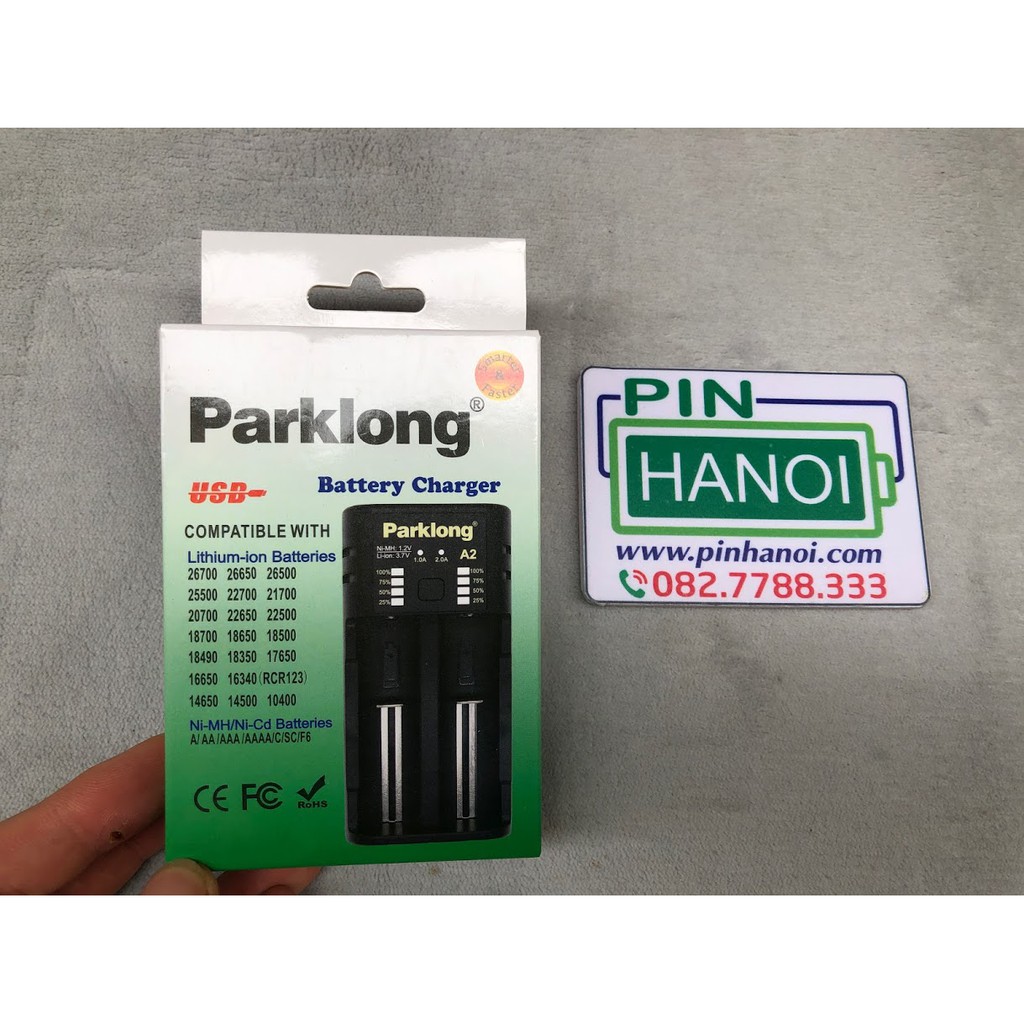 Bộ sạc 2 pin đa năng Parklong A2 sạc pin 1.2V 3.7V báo trạng thái sạc