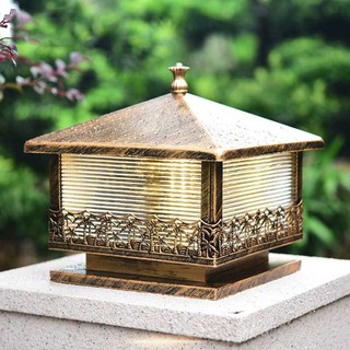 Đèn trụ cổng cây dừa phi 300 mạ màu đồng đẹp