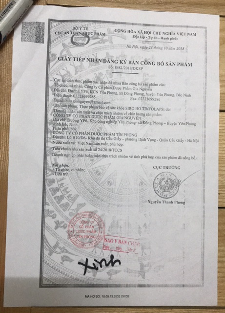 Siro ho Tinfolaps - chiết xuất thiên trúc quỳ, bổ phế, giảm ho, tiêu đờm