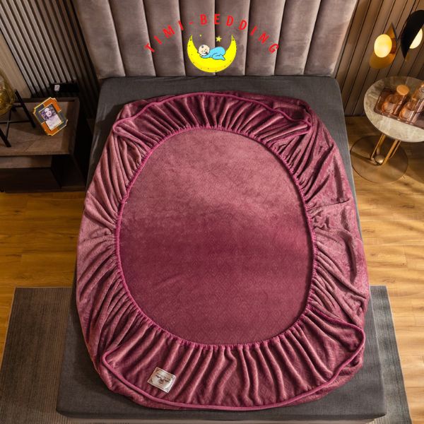 Ga gối nỉ nhung cao cấp 2022 họa tiết hình thoi - Bộ ga nỉ trải giường Timibedding