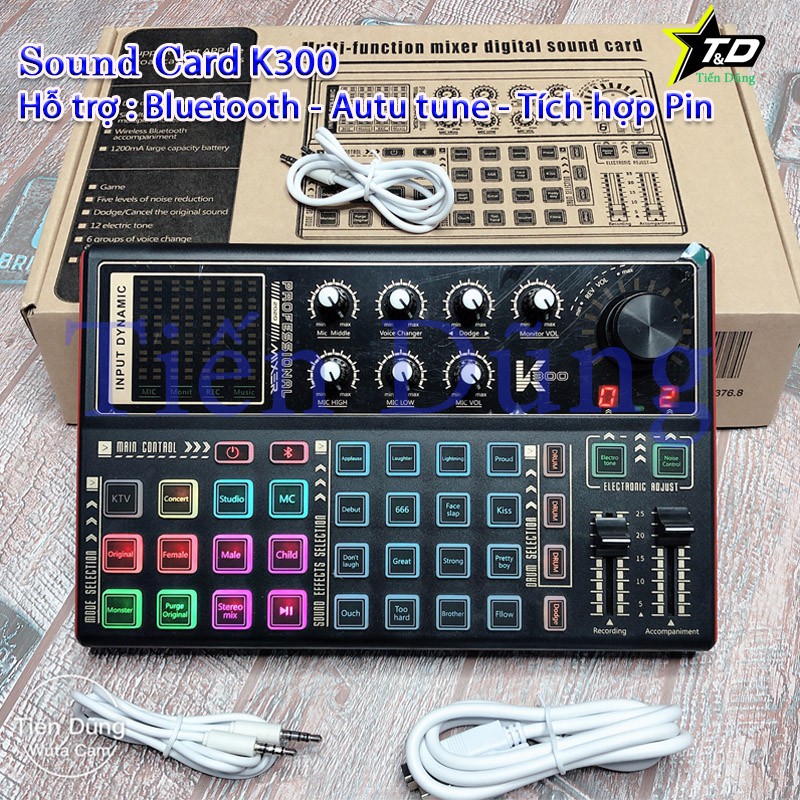 Sound Card Livestream K300 – Thu âm, Karaoke Livestream FB, Bigo live hỗ trợ tốt các dòng mic 5 và 48V hơn sound card h9