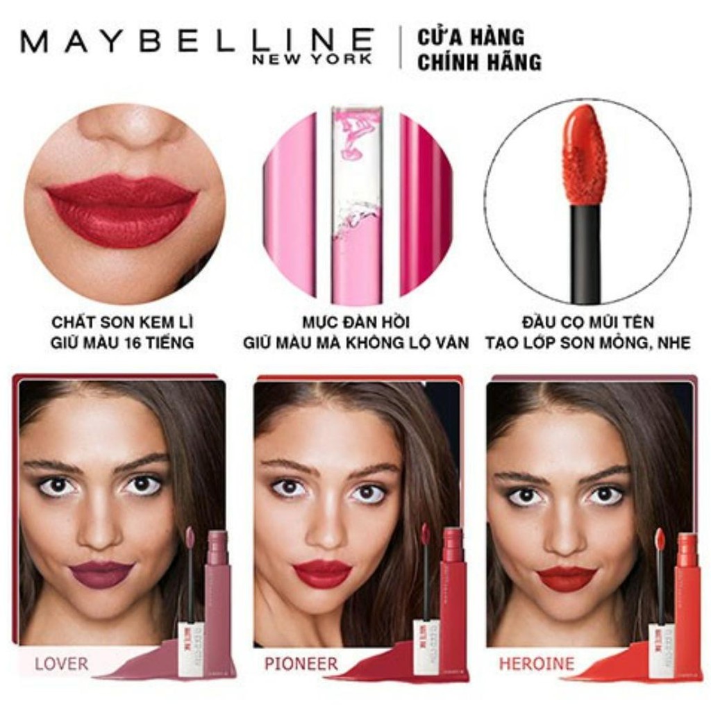 Maybelline - Son kem chuẩn lì giữ màu 16h Maybelline Super Stay Matte Ink 5ml