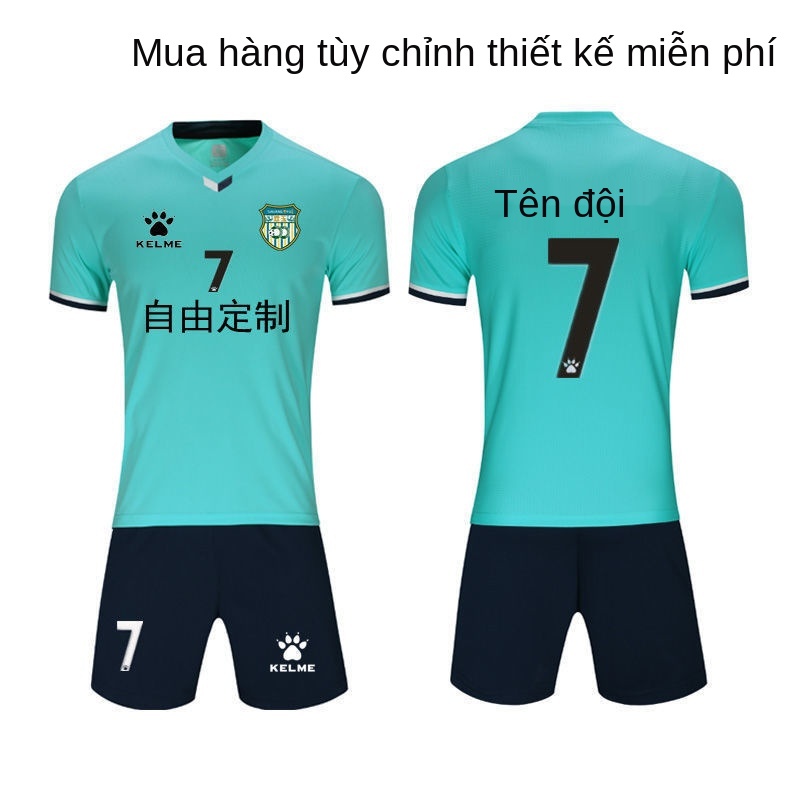 ►✟KELME bóng đá phù hợp đào tạo nam ngắn tay áo đồng phục trò chơi trẻ em / người lớn tùy chỉnh