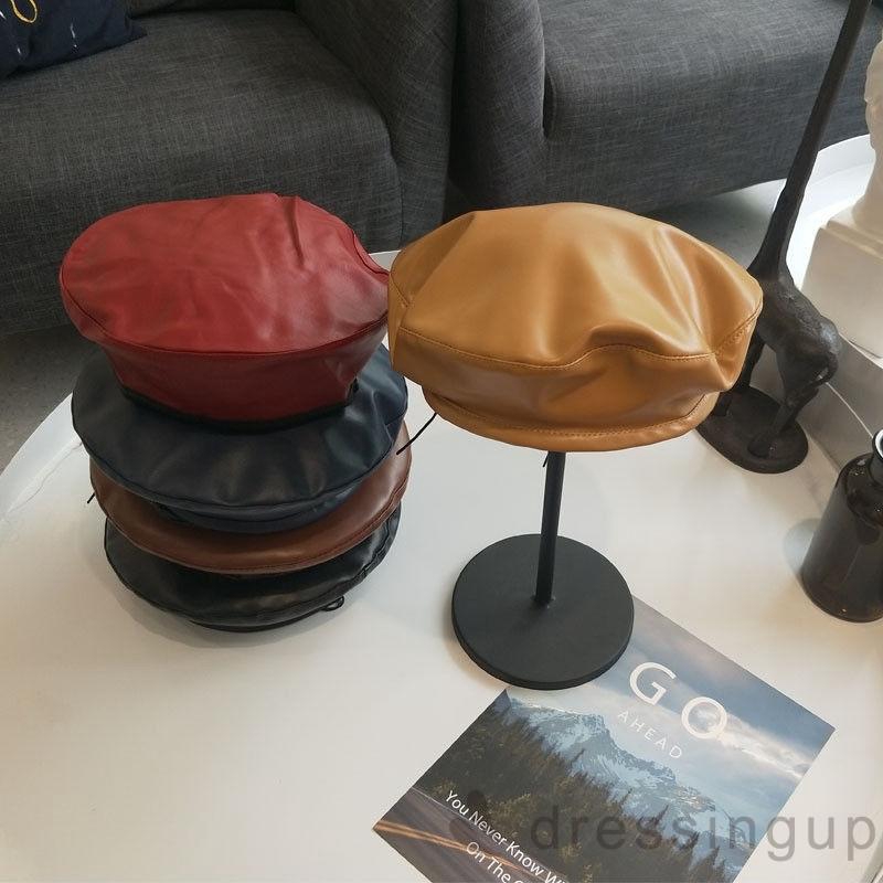 Mũ beret bằng da PU thời trang cho nữ