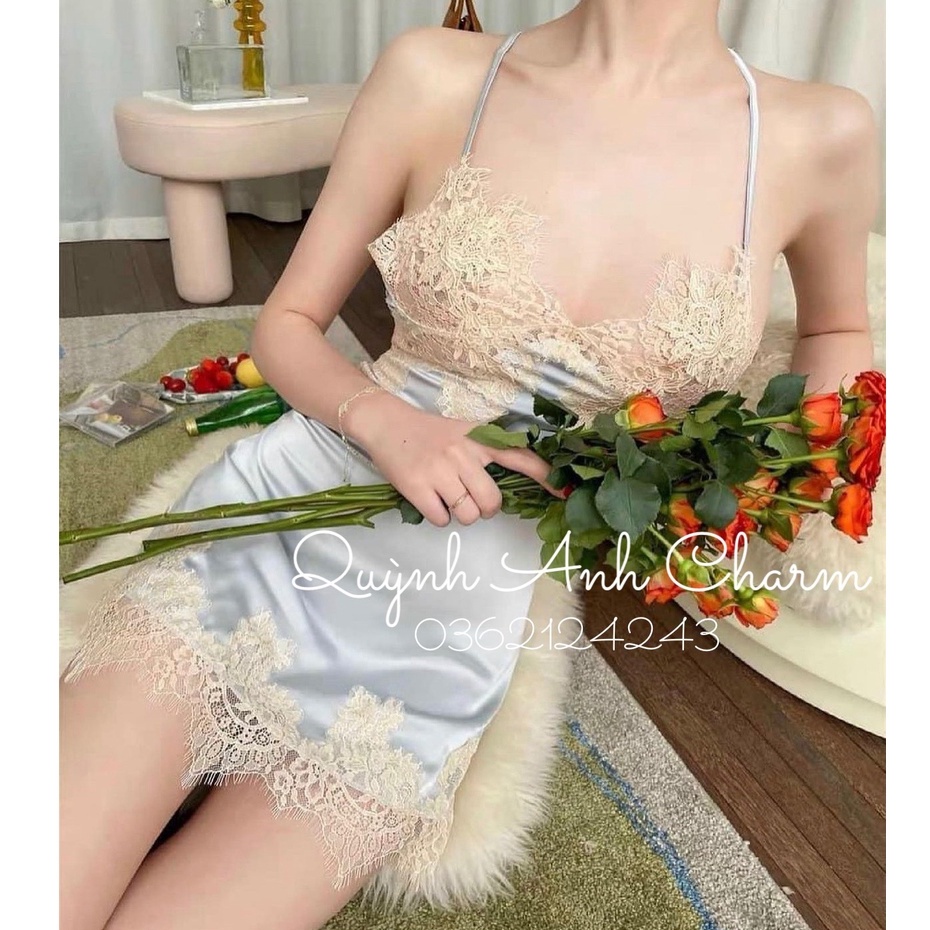 Sẵn sỉ tặng kèm chip_ Váy ngủ sexy 2 dây lụa cao cấp, đầm ngủ quyến rũ mềm mịn SP046 - kèm ảnh thật và video