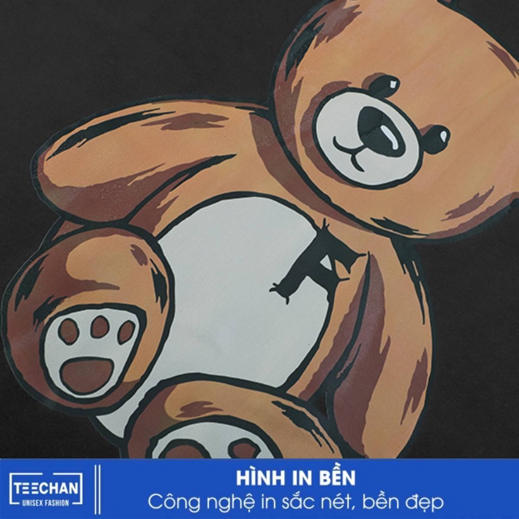 Áo Thun Unisex TEECHAN Tay Lỡ Form Rộng Nam Nữ GẤU NÂU TN94 - vải cotton phong cách Hàn Quốc Basic