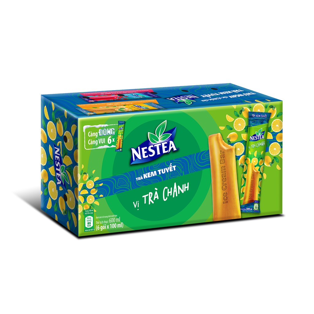 [Mã GRO1NESTLE05 giảm 10% đơn 150K] Trà Kem Tuyết Nestea vị Trà chanh 6 thanh x100ml