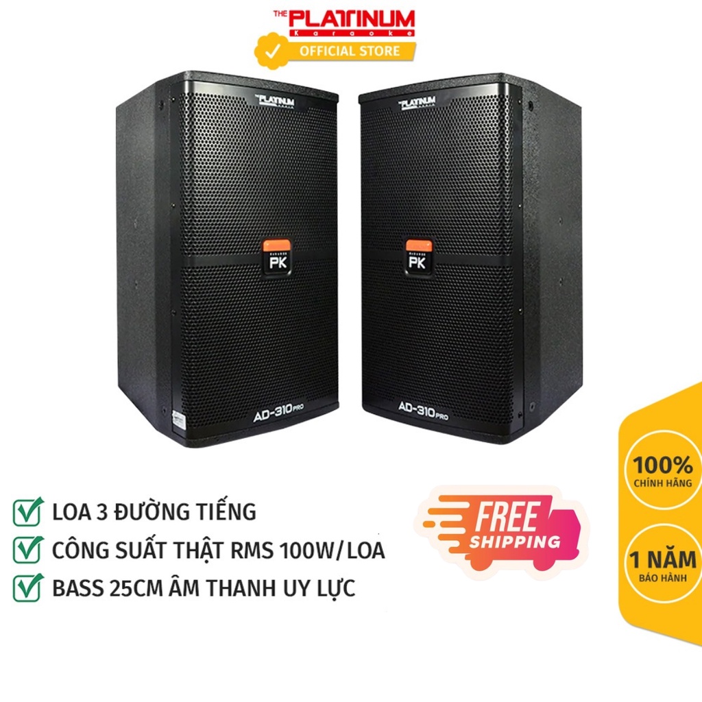 Cặp loa Karaoke gia đình The Platinum AD-310 Pro. Thùng gỗ, công suất 100W/loa, bass 25cm