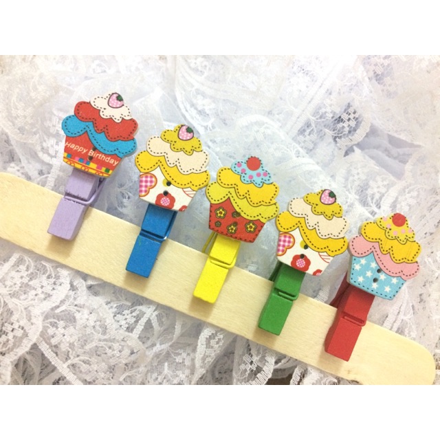 Set 5 kẹp gỗ hoạt hình