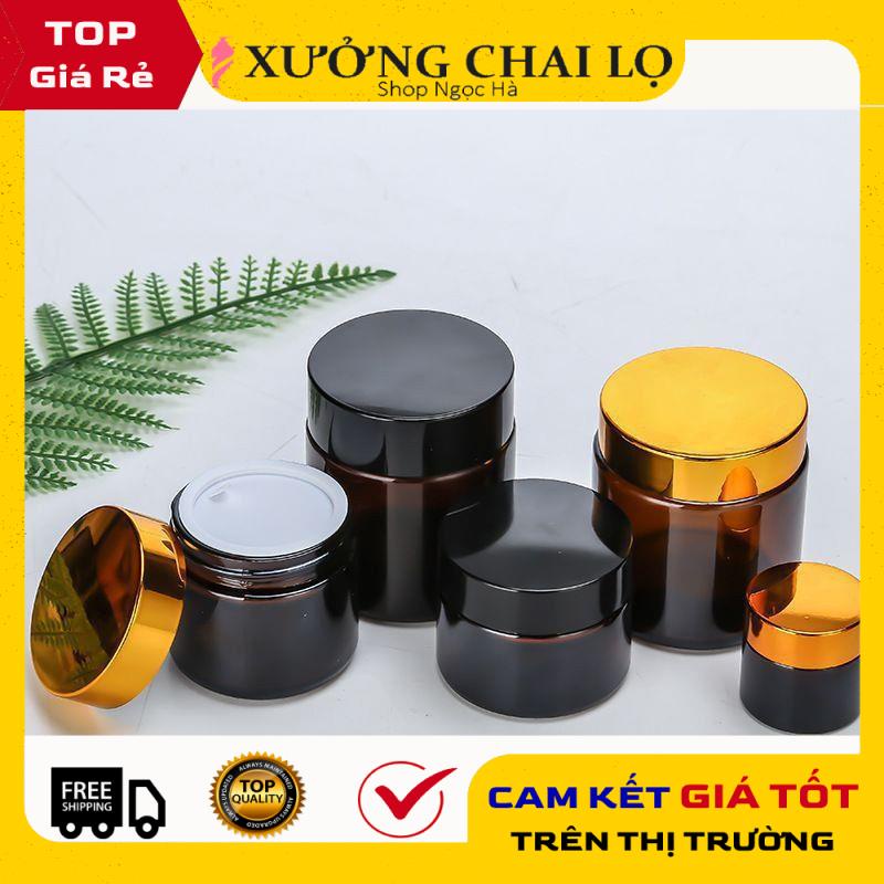 Hũ Chiết Mỹ Phẩm ❤ GIÁ RẺ NHẤT ❤ [5g-100g] Hủ Thủy Tinh Nâu đựng kem face, phụ kiện du lịch