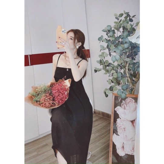 Đầm Maxi Dập Ly Nơ Lưng Có Lót - Kèm Video &amp; Ảnh Thật - Hàng Có Sẵn Giao Ngay