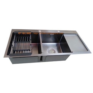 CHẬU RỬA BÁT NANO  GROVES  2 HỐ BÀN TRƠN 100x48 cm