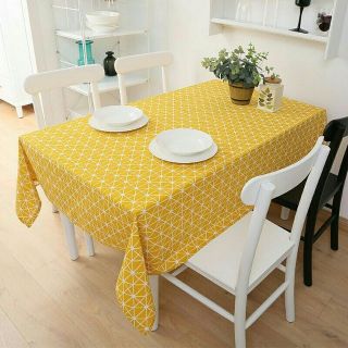 Khăn Trải Bàn Vải Bố Ô Cờ Màu Vàng Sang Chảnh