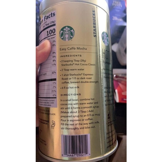 BỘT CÀ PHÊ CACAO HÒA TAN STARBUCKS HOT COCOA CLASSIC 850G MỸ CHÍNH HÃNG - 10936