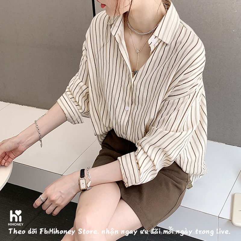 (Freeship) Áo sơ mi nữ dài tay công sở, màu kẻ sọc, chất cotton thấm hút mồ hôi,  Shirt Ulzzang ❤️