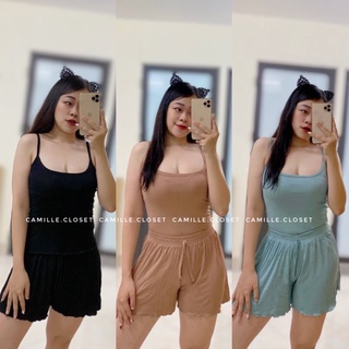 Bộ 2 dây mùa hè ba màu chất tăm lạnh co giãn - Thời trang quần áo nữ hot trend CAMILLE