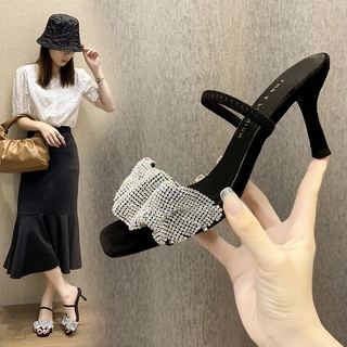 Giày Cao Gót Mũi Vuông Hở Thời Trang Cho Nữ