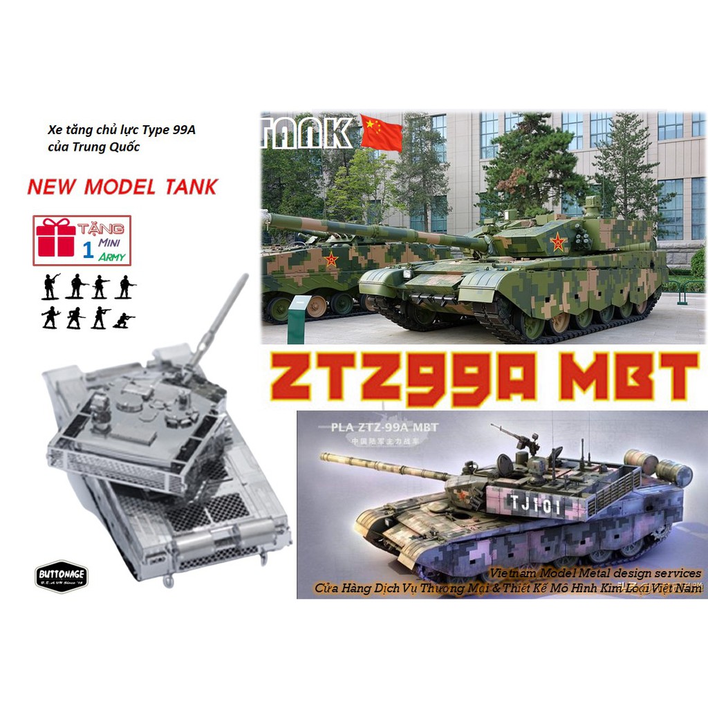 Mô Hình Lắp Ráp 3d Xe Tăng ZTZ-99A - Trung Quốc