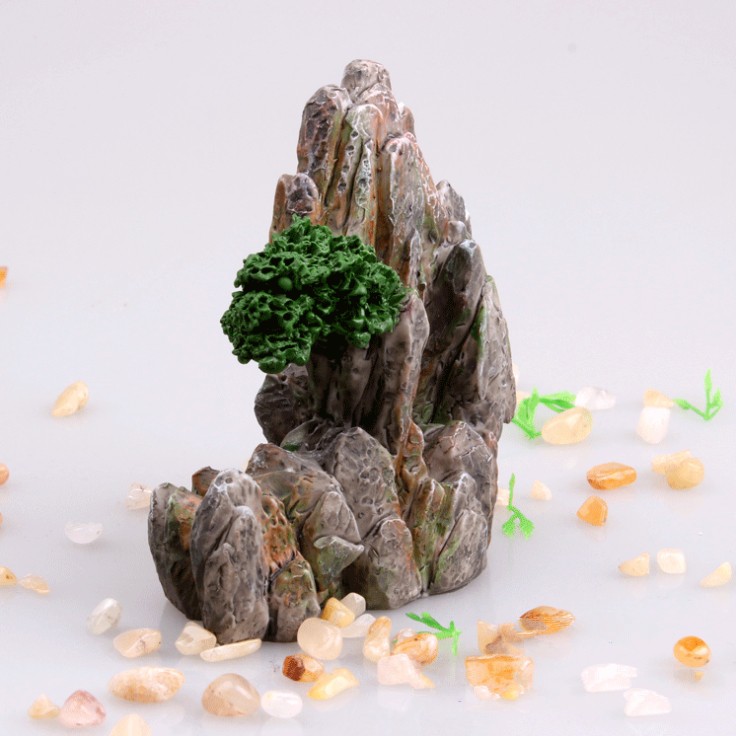 Mô hình non bộ nhỏ 9 x 4.8 x 8.5cm có tạo hình cây xanh dùng trang trí tiểu cảnh, terrarium, DIY