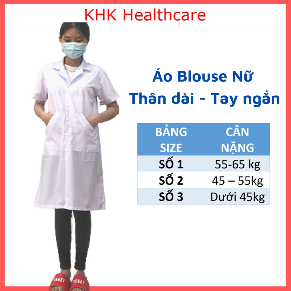 Áo blouse nữ thân dài tay ngắn vải silk thoáng mát