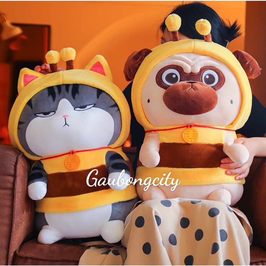 Gấu Bông Mèo Hoàng Thượng - Chó Cosplay ong - Chó Mèo Nhồi Bông Cao Cấp