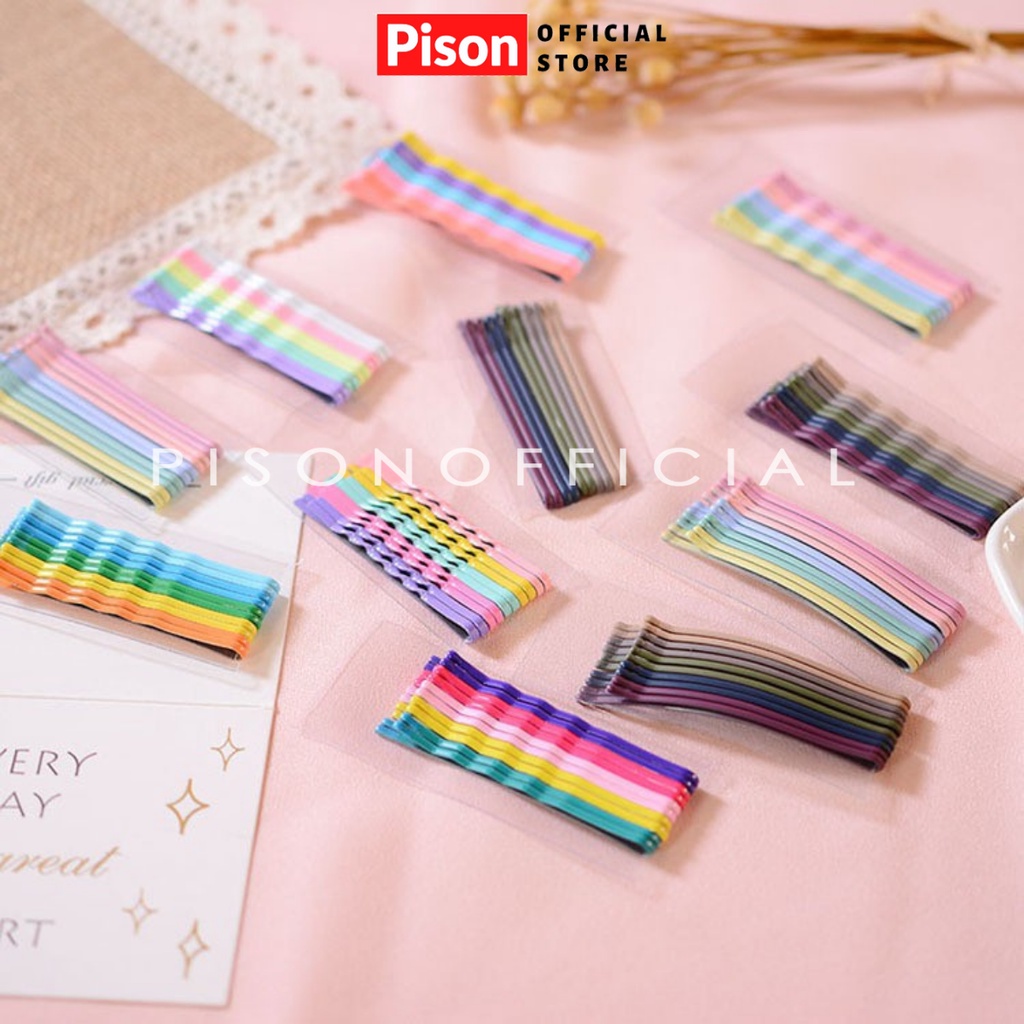 Vỉ 10 kẹp tóc pastel nhiều màu Pison xinh xắn cho bạn nữ - SP0291 - 1 bộ