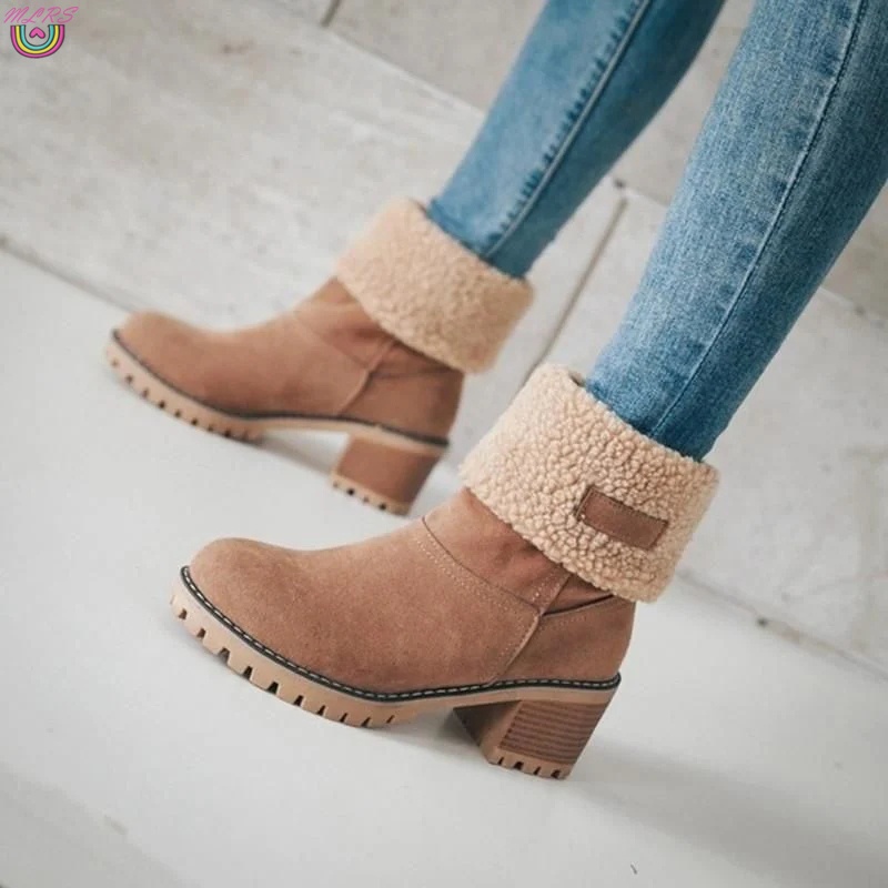 Giày bốt đi tuyết cột dây sau lưng 2 trong 1 chống trượt cho nữ