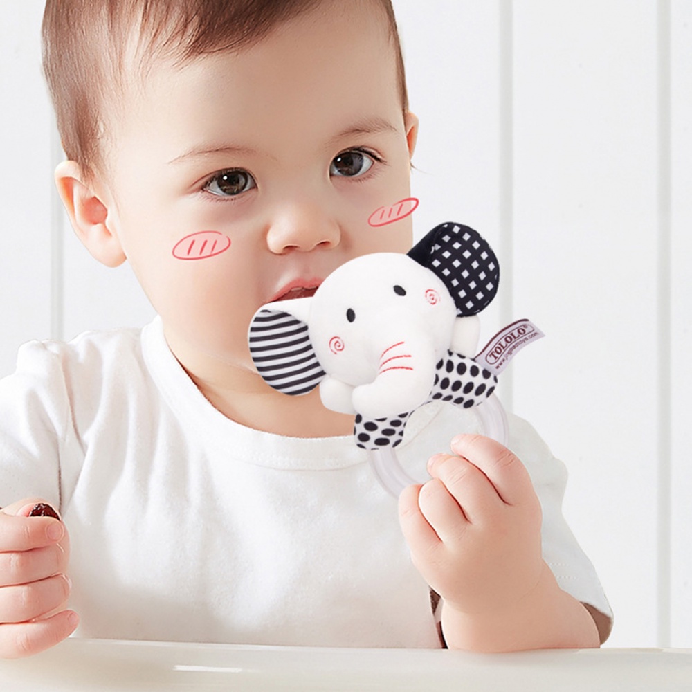 Lục Lạc Đồ Chơi Đeo Tay Mềm Mại Màu Trắng Đen Tương Phản Có Âm Thanh BB Cho Bé 0-12 Tháng Tuổi