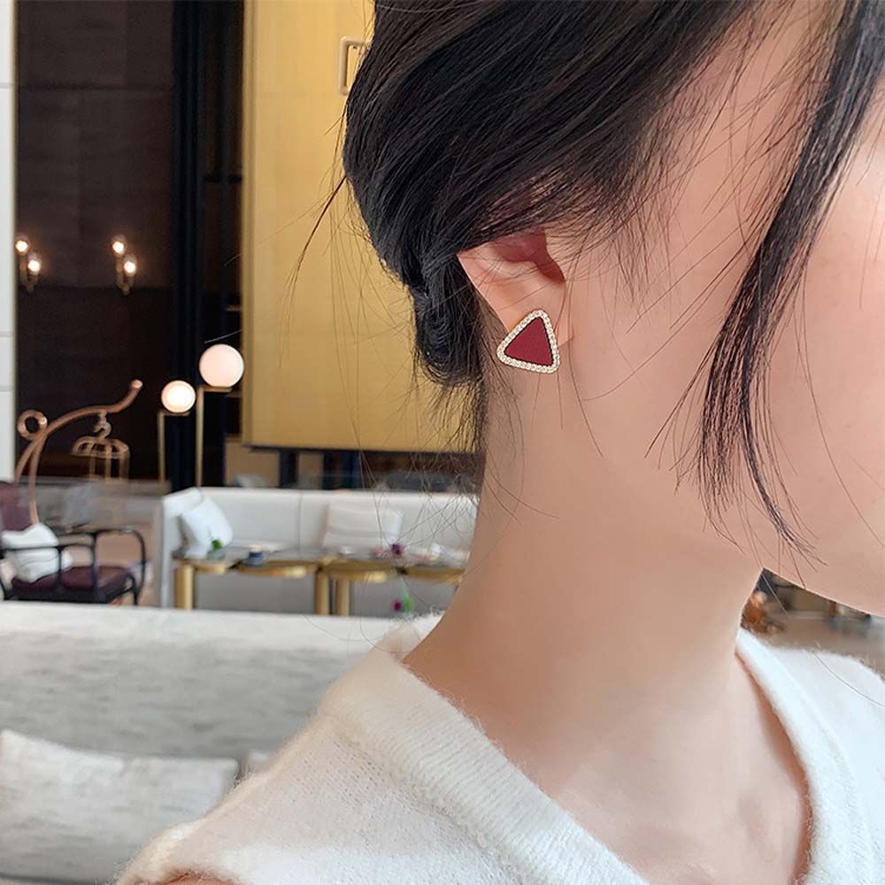 Bông tai hình tam giác bằng hợp kim phong cách Hàn Quốc thời trang cho nữ