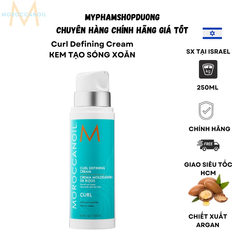 Kem định hình sóng xoăn Moroc curl defining cream 250ml chính hãng tóc xoăn mềm mại không gây bết dính