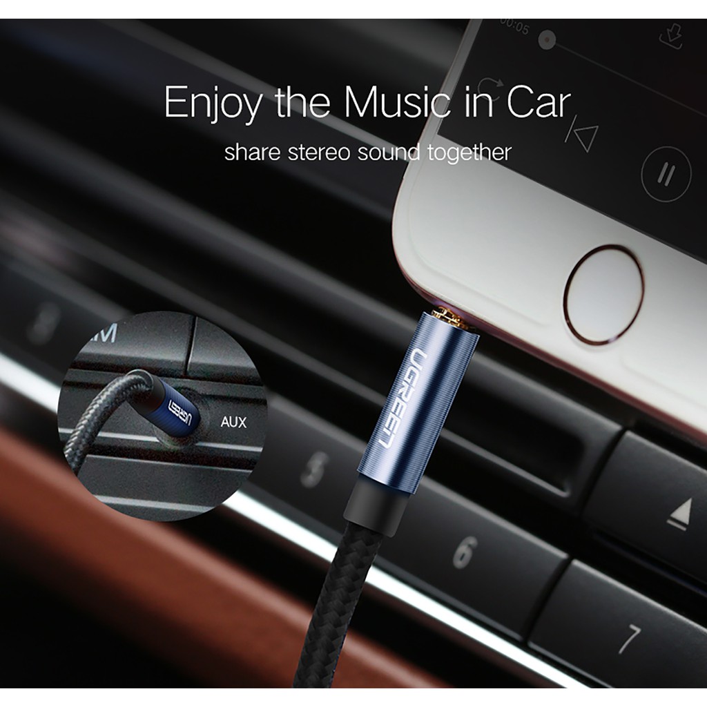 Cáp Audio 3.5mm Sợi Siêu Mỏng Cao Cấp UGREEN AV112 - Blue