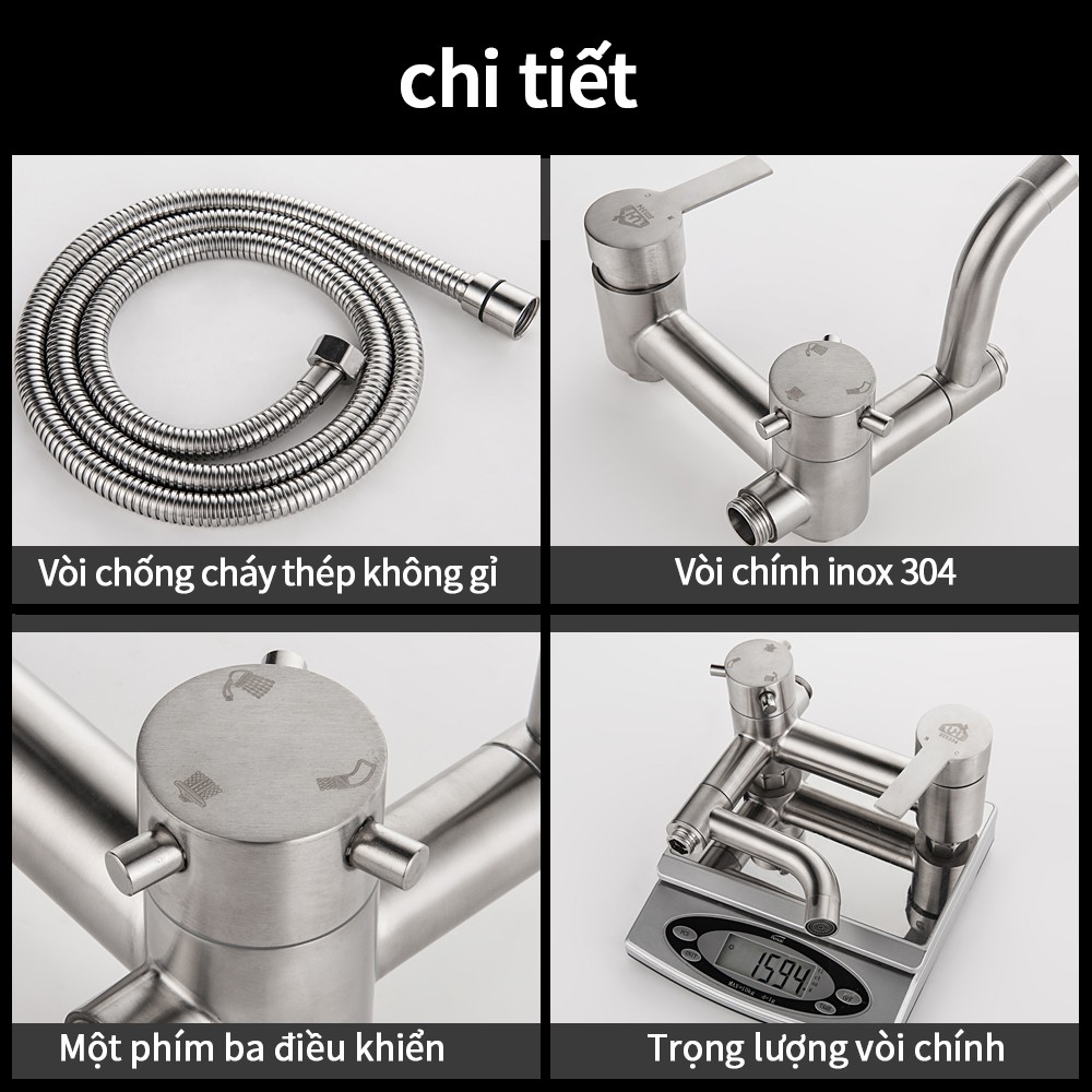 Bộ Sen Cây Tắm Đứng Nóng Lạnh INOX 304 U-HOME Sen bộ tắm đứng nóng lạnh ST60-308