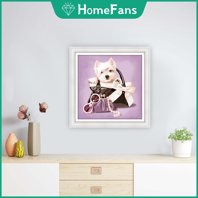 Bộ Tranh Đính Đá 5D Họa Tiết Chú Chó Hoạt Hình Độc Đáo Kích Thước 30x30cm DIY Dùng Trang Trí