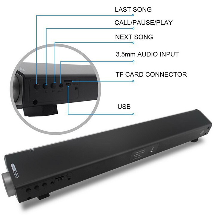 Loa bluetooth dài công suất lớn âm thanh siêu trầm , loa soundbar giá rẻ dài 40cm