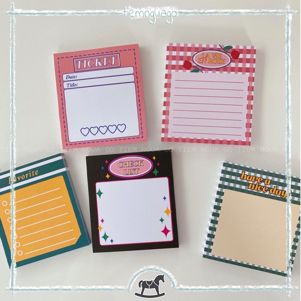 Tập 50 Note Adorable Frames Giấy Note Ghi Chú, Giấy Ghi Chú, Giấy Note Cute Dễ Thương, Trang Trí Sổ Bullet Journal