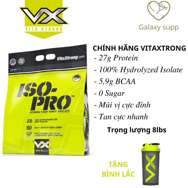 VITAXTRONG ISO PRO WHEY TĂNG CƠ HYDROLYZED TINH KHIẾT 8LBS