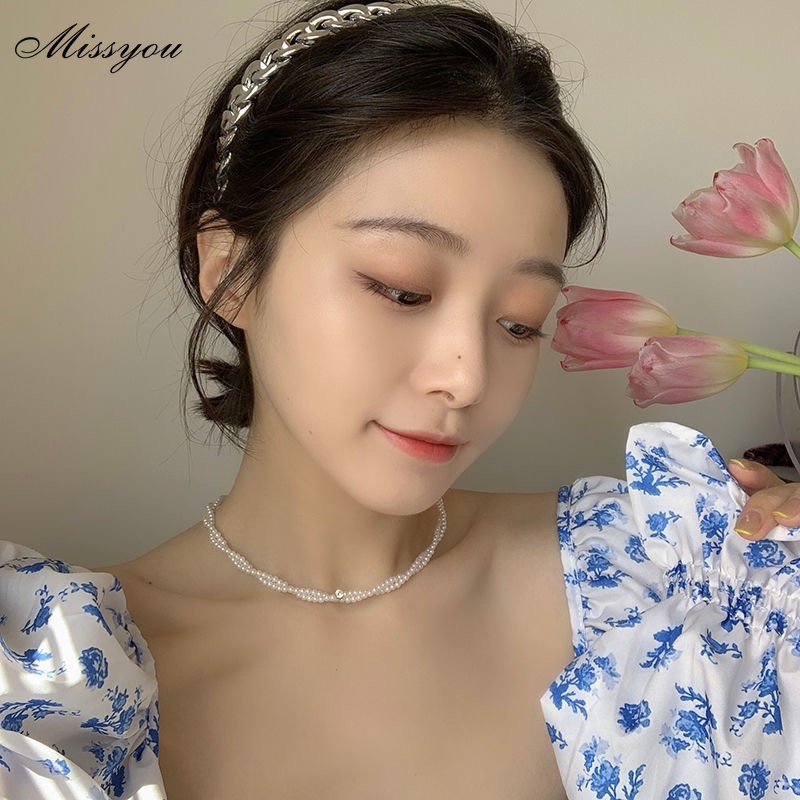 Vòng Cổ Choker Đính Hạt Ngọc Trai Kiểu Hàn Quốc Quý Phái Hợp Thời Trang Dành Cho Nữ