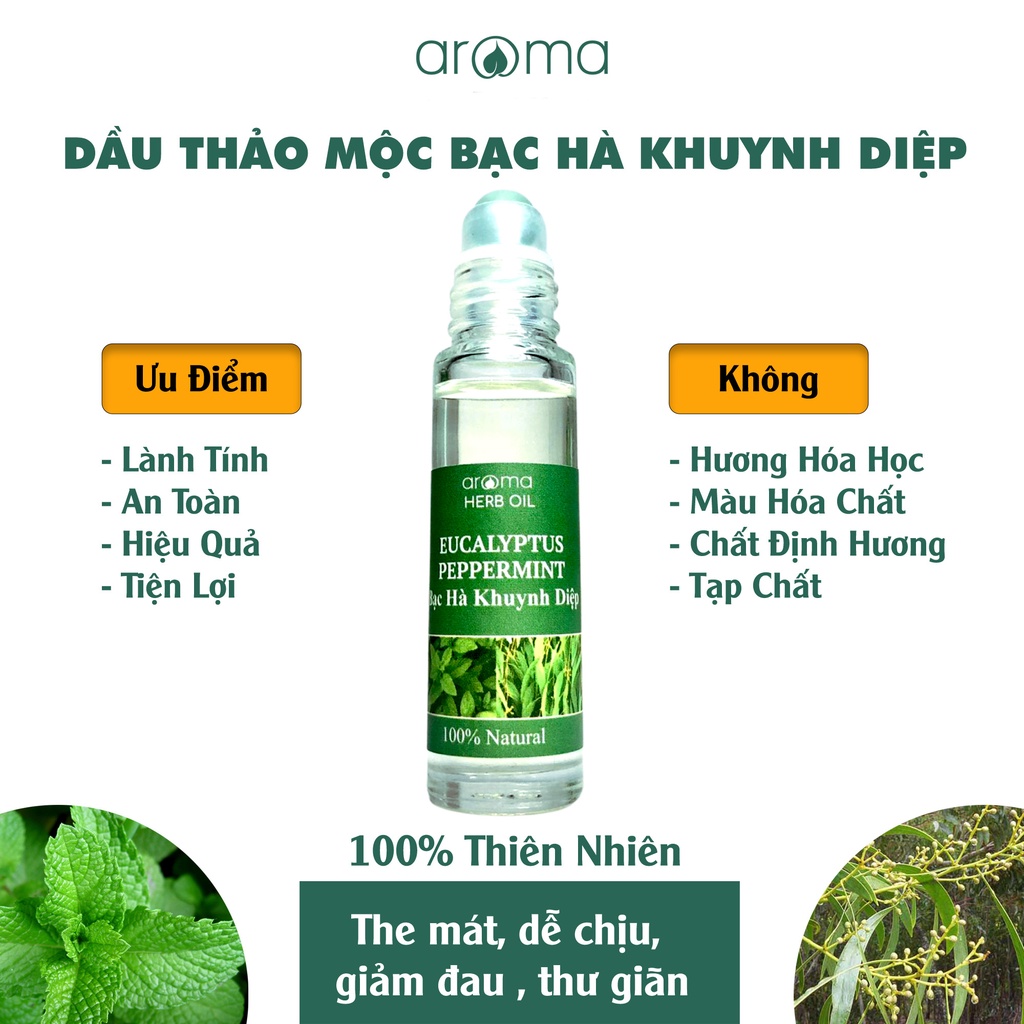 Dầu Thảo Mộc Aroma Bạc Hà Khuynh Diệp 9ml