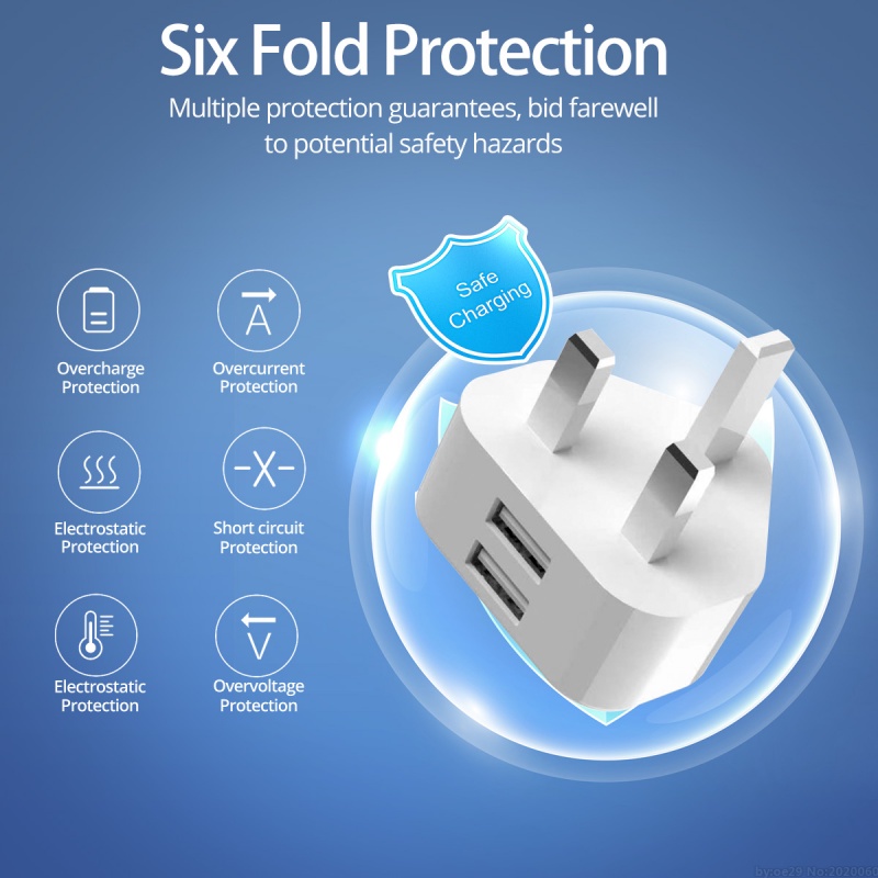 Cốc sạc HdoorLink tiêu chuẩn Anh Quốc PD20W+QC3.0 cổng USB kép 5V2A mang theo đi du lịch