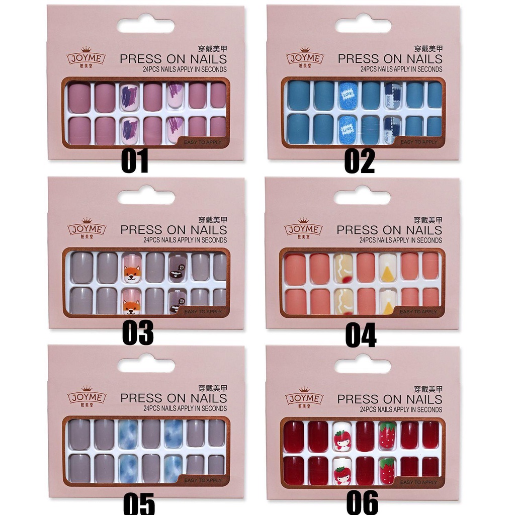 Hộp 24 Móng Tay Giả Đầu Vuông Trang Trí Nghệ Thuật