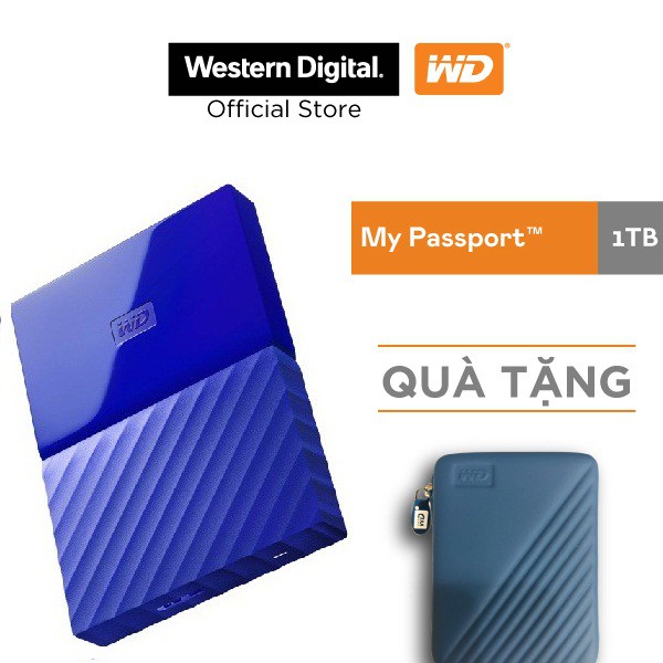[Mã ELWDSD giảm 8% tối đa 200K] Ổ cứng WD My Passport 2.5 INCH 1TB Portable (Xanh)