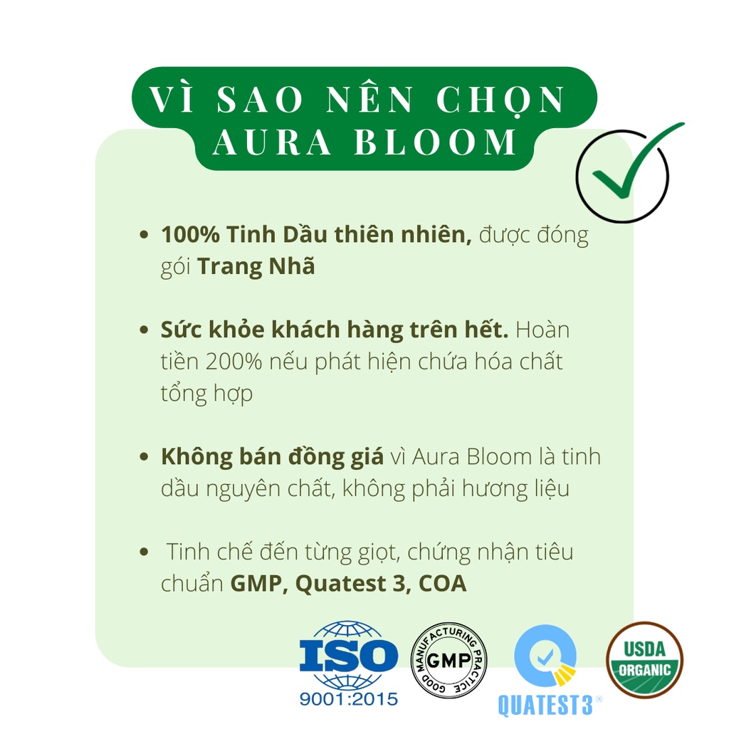 Tinh Dầu Thiên Nhiên Cam Quýt Aura Bloom Nguyên Chất 10ml- 50ml | Có Kiểm Định | Nguyên Liệu Nhập Khẩu