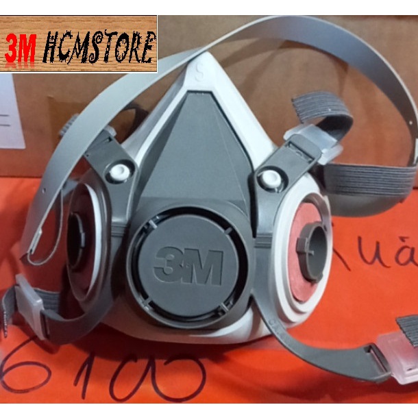 3M 6100  MẶT NẠ PHÒNG ĐỘC NỬA MẶT 2 PHIN LỌC - dùng chống hơi hóa chất, lọc bụi mịn, chống khói độc