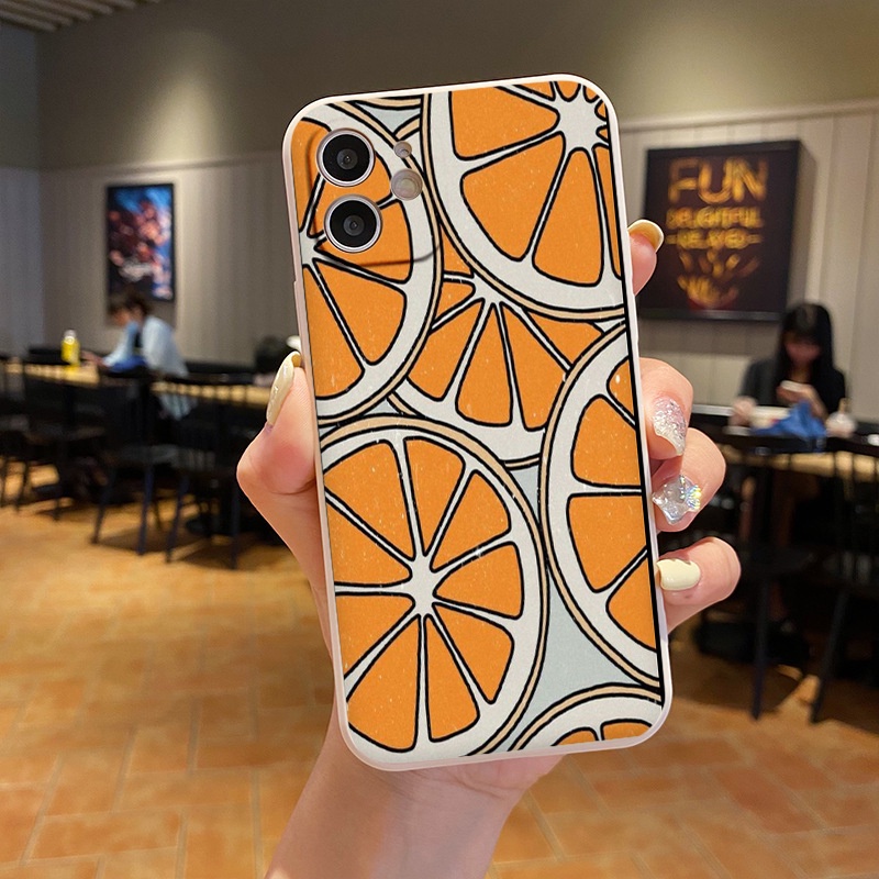Ốp lưng iPhone ốp viền vuông quả cam chanh vàng iP 6 đến 13 promax