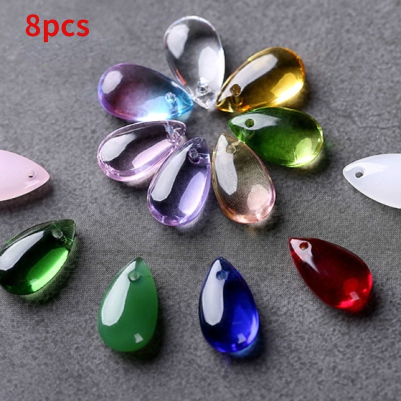 Set 8 Hạt Kính Hình Giọt Nước Làm Trang Sức