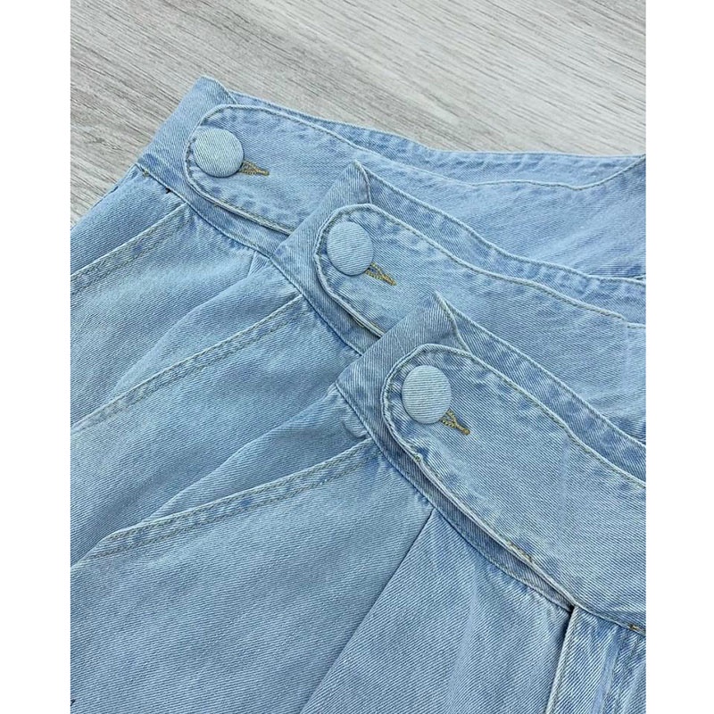 Quần Short Nữ Cạp Cao Chất Bò Hàng Quảng Châu M295-Violet