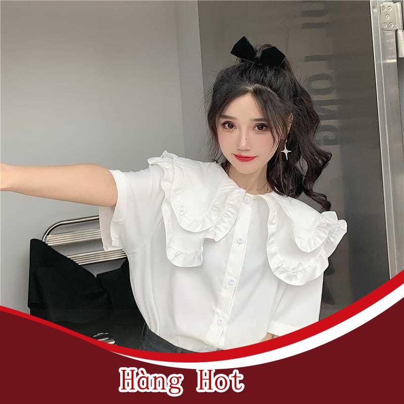 Áo sơ mi áo trắng tay bồng phong cách Hàn Quốc nữ tính