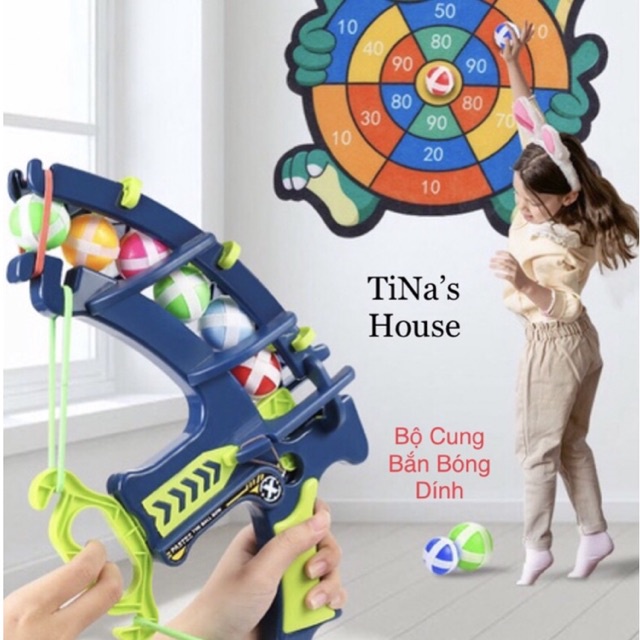 Bộ Đồ Chơi Cung Bắn Bóng Dính Treo Tường Cho Bé, Bắn Bóng Dính Đồ Chơi Kèm Cung Nhựa ABS An Toàn Cho Bé…