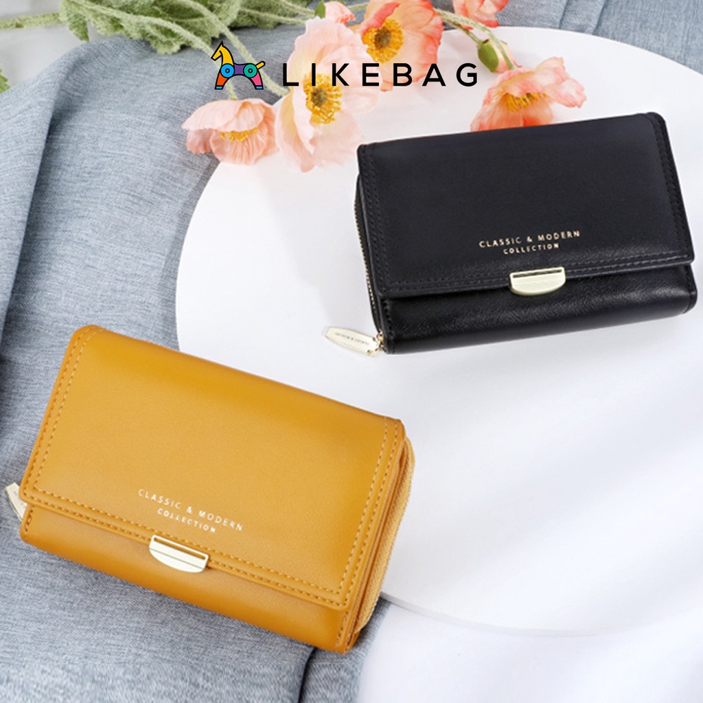 Ví nữ mini cầm tay LIKEBAG basic trơn T2704-001 - LIBAGI