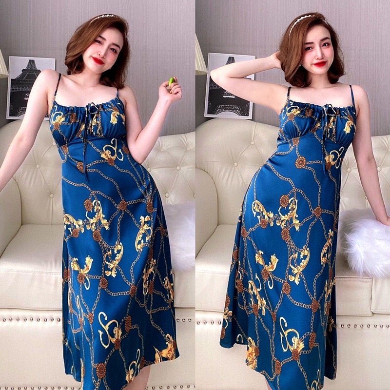 Đầm ngủ sexy mặc nhà LỤA LATIN rút nơ 2 dây cực sang và quyên rũ